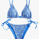 ZAFUL Women's Triangle Bikini Floral String Bikini Set Two Piece Swimsuit Bathing Suits, M