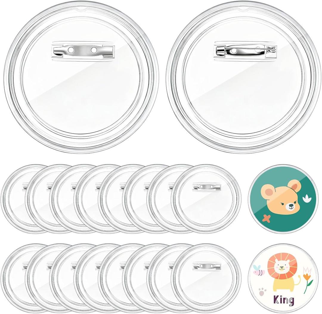 Bignc 3 Inch Clear Acrylic Button Pins - 40 Pack DIY Custom Design Buttons, Pin Backs & Blanks for Sublimation, Crafts, Photo Badges for DIY Gifts & School Projects,Teams, Events Badges