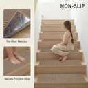 Stair Treads for Wooden Steps Indoor 9" X 30",15Pack Adhesive Treads Stair Non-Slip Linen Carpet Stair Treads Peel and Stick Stair Runner Rugs for Kids Elders and Pet,Beige