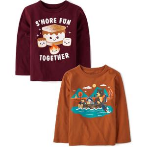 The Children's Place Unisex-Baby and Toddler All Holidays,Birthdays Long Sleeve Graphic T-Shirts,2 Pack 4T