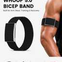 Stretch Nylon Sport Bicep Band with Metal Bumper Case for WHOOP 5.0, Soft Adjustable Breathable Replacement Ankle Strap for Men Women