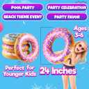 Inflatable Donuts - (Pack of 4) 24 Inch Donut Pool Float for Kids Ages 2-6 Pool Tube, Assorted Swim Rings with Sprinkles for Pool Floaties, Party Decorations