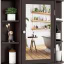 Tangkula Bathroom Medicine Cabinet with Mirror, Wall Mounted Home Storage with Door & 6 Open Shelves, Adjustable Shelves, Mirrored Bathroom Wall Cabinet (Coffee)