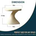 Modern Round Side Table, 16" White Z-Shaped PE Accent End Table, Sculptural Pedestal Small Coffee Table, No Assembly Indoor Outdoor Nightstand for Living Room Bedroom