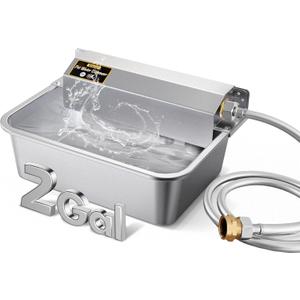 Automatic Dog Water Dispenser, 2 Gallons 304 Stainless Steel Large Dog Water Bowl Dispenser for Indoor/Outdoor, Pet & Livestock Water Feeder, Auto Fill, Fits GHT 3/4" Faucet, Easy to Clean