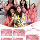 Gift Sets for Women, Initial Makeup Bag with Makeup Brush Set Bachelorette Party Favors, Pink Spa Kit with Skincare Headbands Wrist Bands Sleepover Party Supplies Gifts for Teen Girls Bridesmaid S