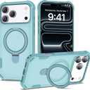 Compatible with iPhone 17 Pro Max Case 6.9'' with Magnetic Ring Stand [Military Drop Protection][Compatible with MagSafe] Shockproof 17 Pro Max Phone Case for Men Wowen,Cyan