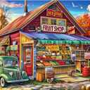 500 Pieces Puzzle for Adults, Country Store Puzzles, Landscape Jigsaw Puzzles, Creative Play Holiday Party Gifts, Fun and Challenging Family Game for Adults Seniors, 20.5x15 in