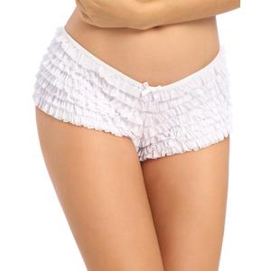 SHARICCA Womens Sexy Mesh Ruffle Panties Booty Boy Shorts Underwear (Small-Medium, White)