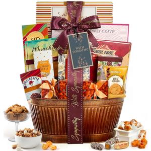 Broadway Basketeers Sympathy Gift Baskets Bereavement & Condolences Care Package with Gourmet Snacks - Thoughtful Sympathy Gifts Delivery for Loss of Loved One, Funeral, or Kosher Shiva