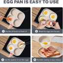 4Cup Nonstick Egg Pan Set with Lid Aluminum Omelette Skillet for Breakfast, Includes Silicone Scraper, Oil Brush, Chopsticks & Cleaning Cloth Compatible with Gas & Induction Cooktops (White)