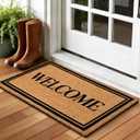 Natural Coco Coir Welcome Mat with Heavy Duty Backing, 17" x 30" Anti-Slip Easy Clean Coconut Door Mat Outside Entrance, Indoor Outdoor Welcome Doormat for Front Door, Porch, Entry, Patio
