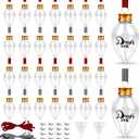 32 Pack Fillable Christmas Balls, Christmas Tree Hanging Ornaments Clear Plastic Water Bottle Bulbs Pendant Ball with Plaid Ribbon and Stickers for Xmas Home Party Decor (Water Droplet)