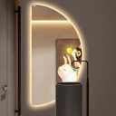 48" 24" Half Moon LED Mirror for Bathroom, Lighted LED Vanity Mirror with Backlit, Anti-Fog,Dimmable 3-Color Lights, Frameless Irregular Smart Mirror