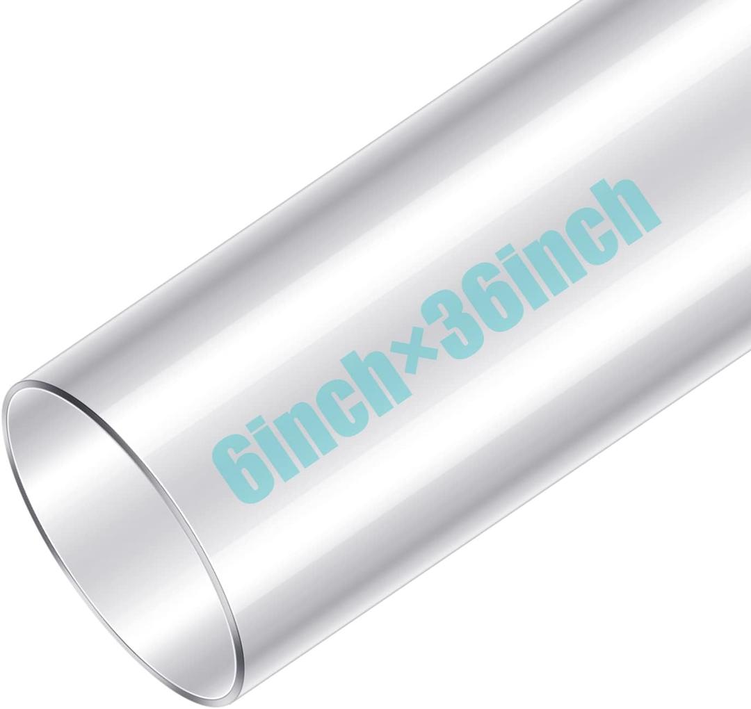 Geetery Clear PC Pipe Long Polycarbonate Round Rigid Plastic Tubing Unbreakable Plastic Tube Clear Tube for Dust Collection Hose Fittings (6 x 36 Inch)