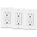 3 Pack GFCI Outlets 15 Amp, Tamper Resistant (TR), Ultra Slim GFI Receptacles with LED Indicator, Ground Fault Circuit Interrupter, Decor Wallplate Included, ETL Listed, White