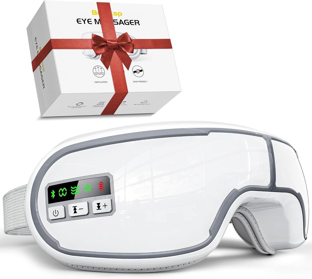 Beinkap Eye Massager with Heat, Music, Compression, Adjustable Sleep Mask Massage Holiday Birthday Gifts for Women Men, Eye Massager for Migraine Reduce Stye Eye, Eye Strain Relief, Improve Sleep