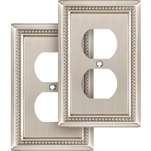 Henne Bery Sunken Pearls Heavy Duty Decorative Wall Plate Switch Plate Outlet Cover (Single Duplex, 2 Pack, Satin Nickel)