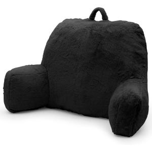 xffzroom Reading Pillow Large Bed Pillow, Backrest with Arms, Back Support for Sitting Up in Bed, Couch for Lounging Bedrest, Black