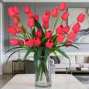 Homsunny 18.9 "Large Red Imitation Tulip Artificial Flowers, 30-Piece Pack. Perfect for Spring Weddings, Valentine's Day, Easter, Mother's Day, and Elegant Home and Table vase Arrangements.