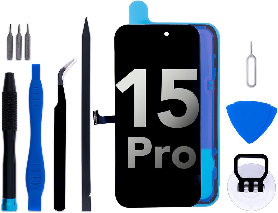 for iPhone 15 Pro Screen Replacement kit, 6.1" LCD Display Touch Digitizer Assembly with Frame Adhesive and Repair Tools Molde A2848/A3101/A3102/A3104