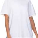 THE GYM PEOPLE 2 Pack Women's Oversized T Shirts Casual Crewneck Tops | Loose Fit Tee Tops, Drop Shoulder, Crewneck, Short Sleeve, 2 Pack Value, Soft and Breathable, For Workout, Casual (White, XXL)