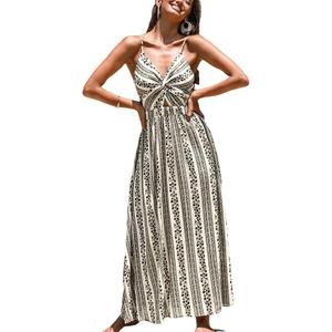 CUPSHE Women's Maxi Dress Floral Print Twisted V Neck Sleeveless Long Dress Summer Casual Dress
 (Medium)