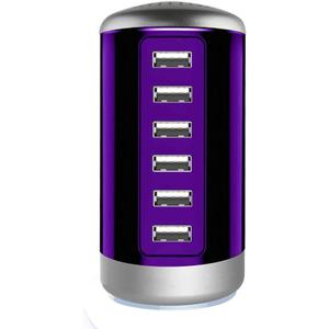Universal USB Charger 6-Port Desktop USB Charging Station Hub with Smart Identification Technology Compatible with iPhone iPad Cell Phone Tablets(Purple)