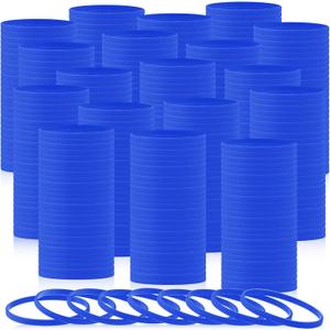 Liliful 400 Pcs Silicone Wristbands Solid Color Silicone Bracelets Blank Rubber Sports Rubber Wristbands Bracelets Stretch Bands for Adults Men Women Teen(Blue)
