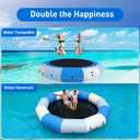 10/12/15FT Inflatable Water Trampoline for Lake, Floating Water Trampoline with Rope Ladder and Mooring Ropes Without Pump Blue (10FT Blue-White)