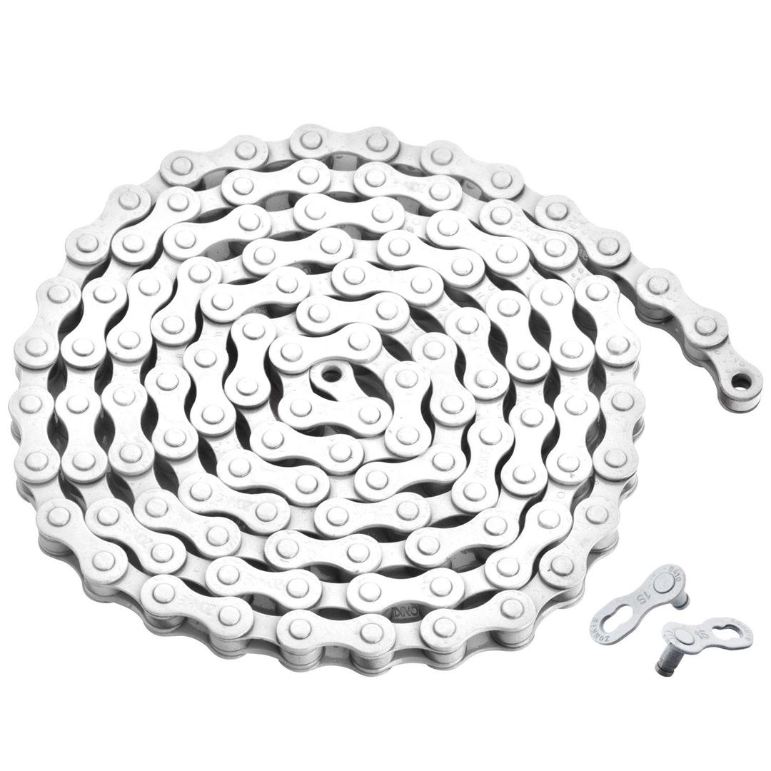 ZONKIE Single-Speed Bicycle Chain 1/2 x 1/8 Inch 116 Links (White, 1/2" 1/8" 116 Links)