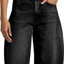 Cicy Bell Womens Summer High Waisted Jeans Shorts Casual Wide Leg Bermuda Jorts Baggy Denim Shorts with Pockets (2, Black)