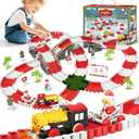 MOONTOY Christmas Construction Race Tracks for Kids Toys, 233 PCS Christmas Train Set Flexible Race Car Track for Kids Ages 4-8, Light Up Train Set Toddler Toys Gifts Boys Girls 3 4 5 6 Years Old