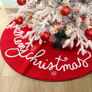 S-DEAL Christmas Tree Skirt, 36 Inches Red Tree Skirt for Holiday Home Decor Xmas