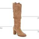 Juliet Holy Womens Knee High Boots Chunky Block Heel Wide Calf Round Toe Side Zipper Pull On Suede Winter Dress Shoes