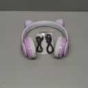 Bluetooth Noise Cancelling Headphones for Kids, Foldable Cat Headphone with LED Light Up Ear, Cat Ear Headphones for Toddler with Microphone/TF Card, Kids Bluetooth Headphones for ipad (Purple)