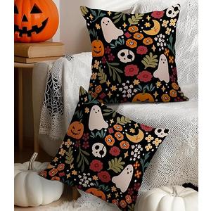 Puresora Halloween Pillow Covers 18x18 Set of 2 Throw Pillow Cases Soft Cushion Case Pillowcase for Chair Sofa Bedroom Living Room Home Decor, Pumpkins