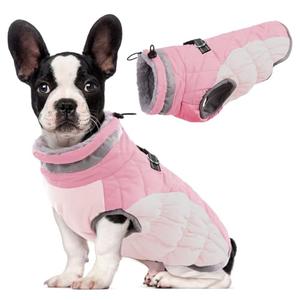 Lelepet Dog Coat Warm Dog Winter Coat Waterproof Dogs Jacket with Harness Built in Reflective Pet Fleece Vest Zip-Up Cold Weather Coats for Small Dogs Turtleneck & Windproof Coats Yorkie, Pink, M