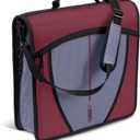 Case-it Mighty Zip Tab School Zipper Binder | 3-Inch O-Rings, 600-Sheet Capacity, 5-Subject Expanding File Folder, Multiple Pockets & Storage Organizer, Shoulder Strap | D-146 Red Burgundy