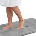 Genteele Memory Foam Bath Mat Non Slip Absorbent Super Cozy Velvet Bathroom Rug Carpet (60 inches X 24 inches, Grey)