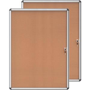 Mifuro 2 Pack 38"x28" Enclosed Bulletin Board, Lockable Weather-Resistant Aluminum Cork Noticeboard for School & Office, Silver Frame w/Cork