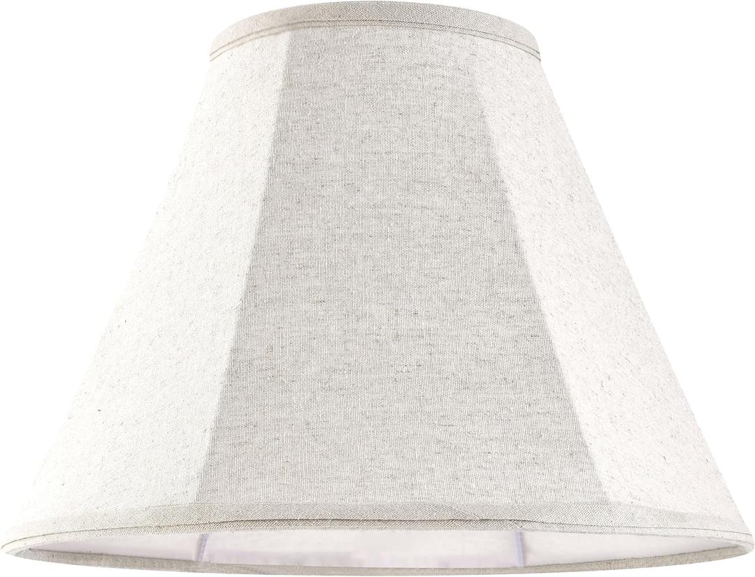 GO&SO Small Beige Lamp Shade for Table Lamps-Bell Bedside Lampshade-6"x13"x9.8" Spider Natural Linen Lampshades Replacement -Traditional Empire Shade Style with Elegant- Assembly Required