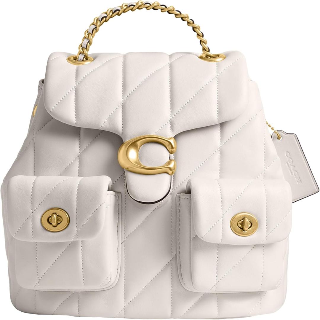 COACH Women's Quilted Leather Tabby Backpack (Chalk)