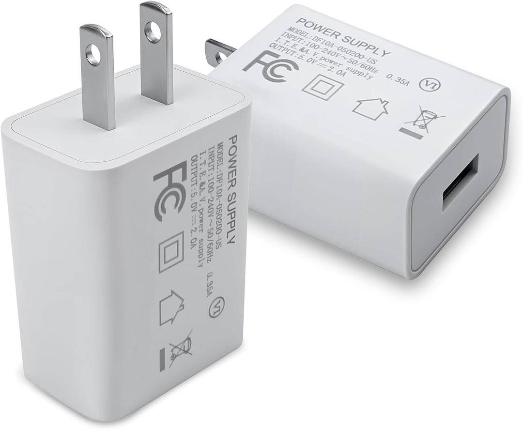 5V 2A Power Adapter UL Certified,USB Wall Charger Block Plug Box AC Fast Charging Cube Brick Home Travel Use for iPhone 13/14/15/16/17 Pro/Pro Max/Plus, XS/XR/X, Watch Series 8/7 2Pack