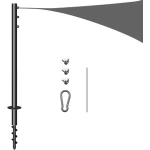 Shade Sail Poles 11.4Ft Heavy Duty Sun Shade Poles of Spiral Drill Bit,Screw in Poles for Sun Shades Outdoor, Support Awning Canopy Heavy Duty Metal Pole Kit for Patio Garden Deck, 1 Pack (1)