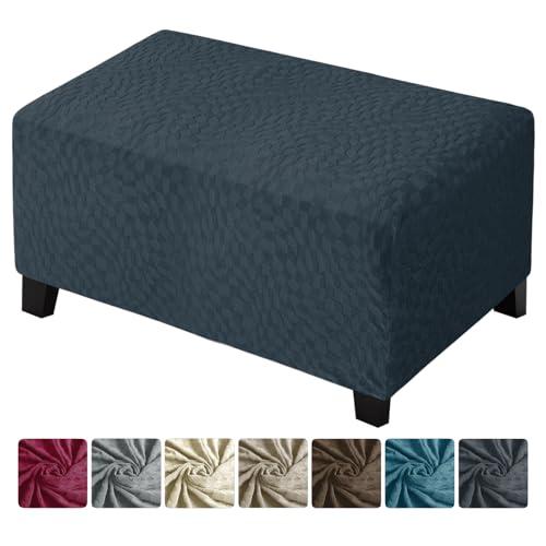 ZNSAYOTX 2026 Rectangle Ottoman Cover (L:35"-45") Super Stretch Soft Footrest Slipcover Form Fit, Universal Folding Foot Stool Covers with Non-Slip Elastic Band, Fashion Jacquard Texture, Dark Grey