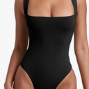 REORIA Butsmooth® Women’s Sexy Sleeveless Square Neck Double Lined Basic Bodysuit Tank Tops XL