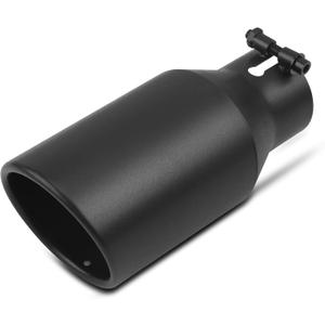 2.5 inch Inlet Exhaust Tip, 4" Outlet 9" Overall Length Stainless Steel Exhaust Tail Pipe, Bolt-On, Rolled Edge, Black (Fit for Tailpipe Outlet is 2.5", must OD not the ID)
