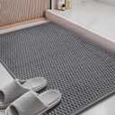 Color&Geometry Woven Chenille Bathroom Rugs Absorbent Non Slip, 17"x29" Dark Grey Bath Mat Washable, Bathroom Mat Quick Dry, Thin Bath Rugs Fit Under Door