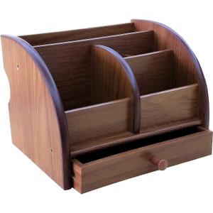 Desk organizer wood remote control holder with long drawer Office stationery storage and sorting organizer household small sundries storage box HeBen1025